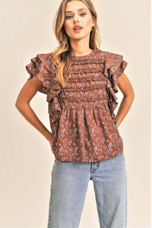 Hattie Ruffle Flounce Top - Addie Rose Boutique - Austin