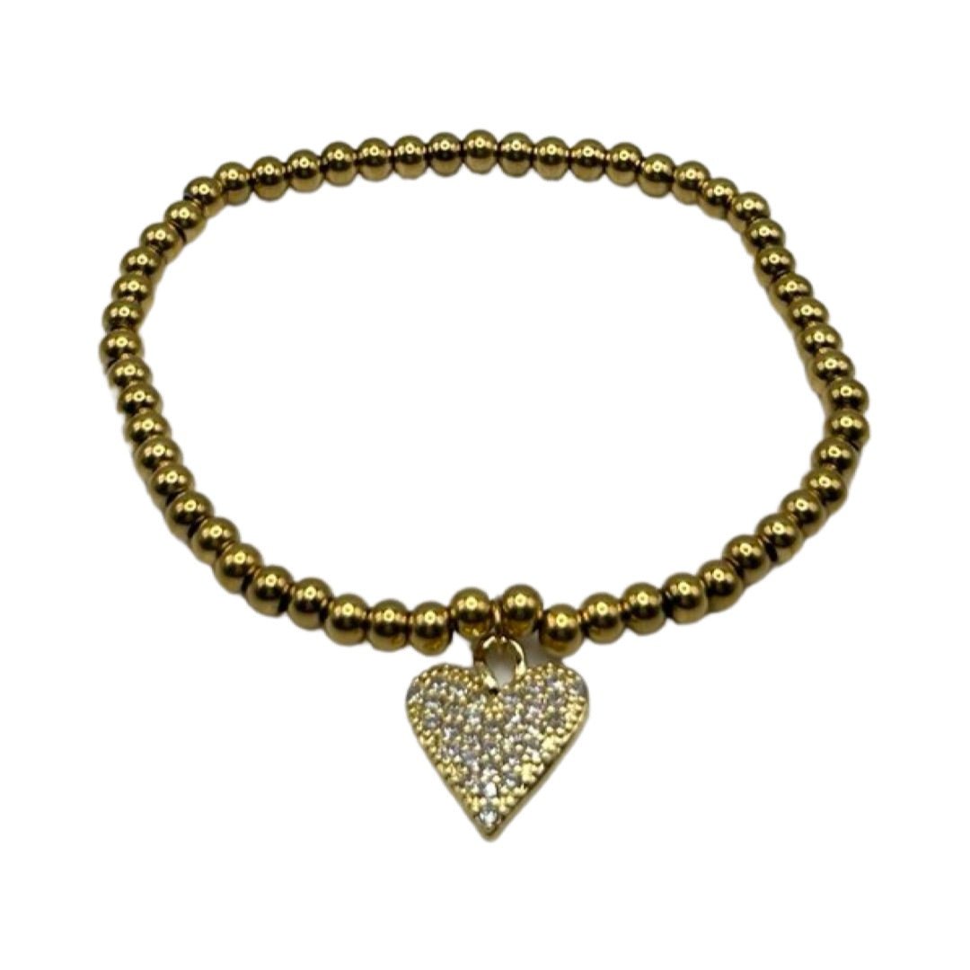 Heart Charm Gold Beaded - Addie Rose Boutique - Austin