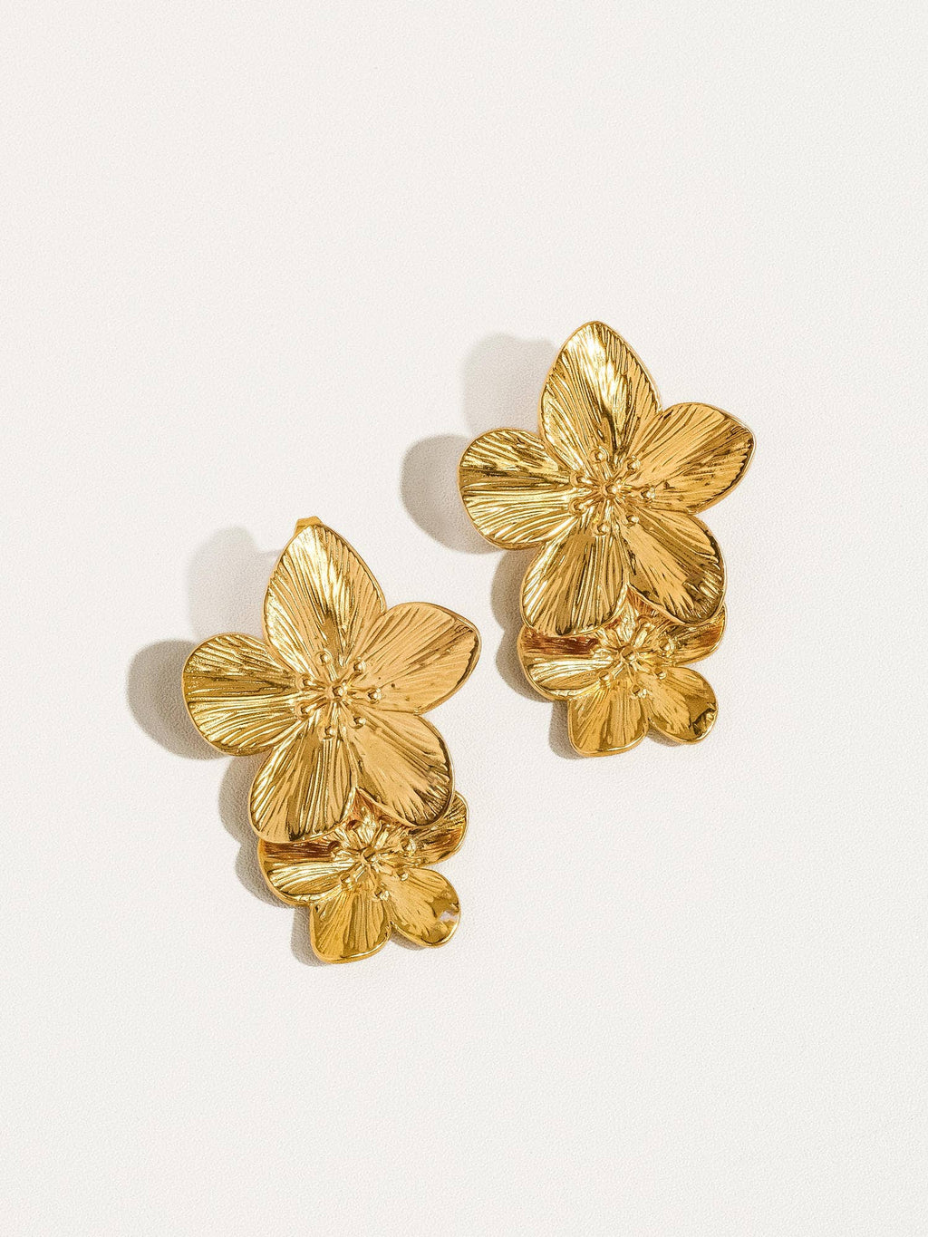 Ivy 18K Gold Statement Stacked Flower Earring - Addie Rose Boutique - Austin