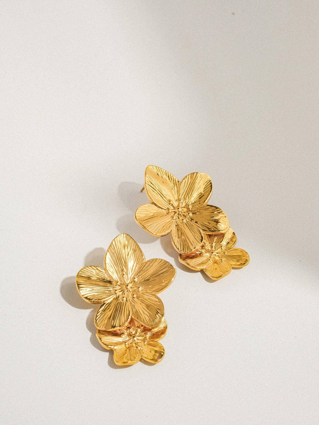 Ivy 18K Gold Statement Stacked Flower Earring - Addie Rose Boutique - Austin