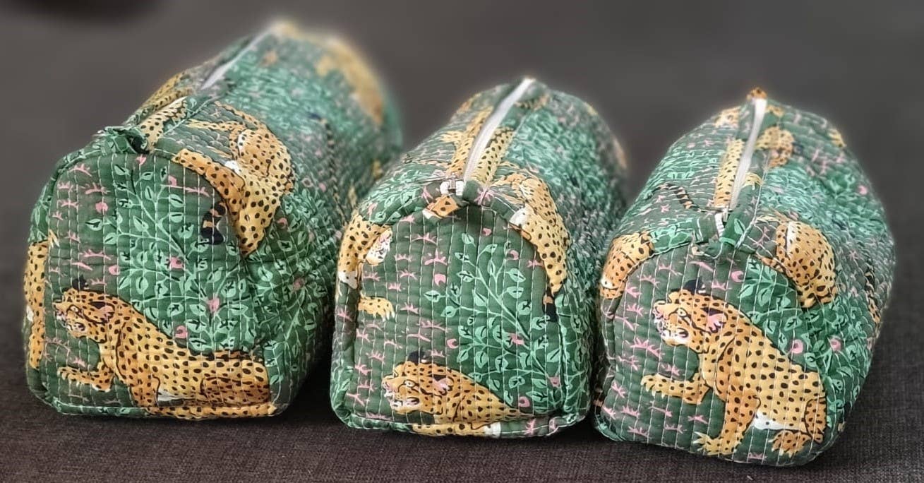 Jungle Cotton Quilted Makeup/Washbag - Addie Rose Boutique - Austin