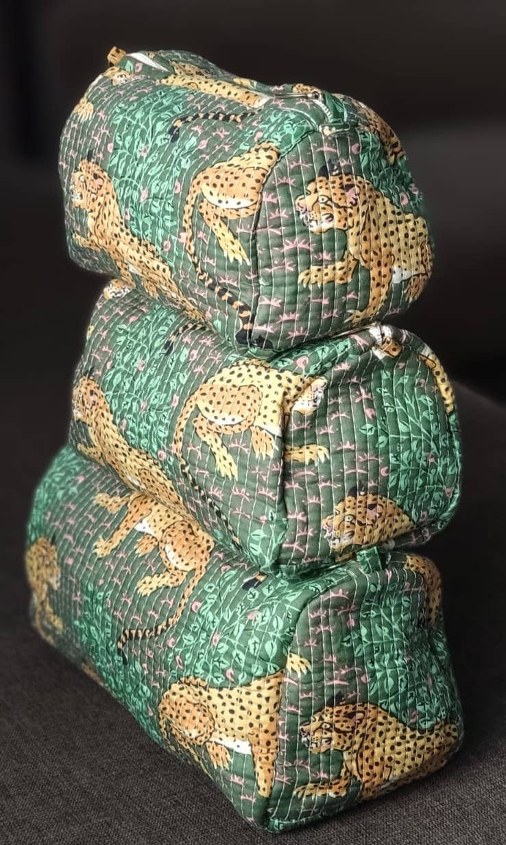 Jungle Cotton Quilted Makeup/Washbag - Addie Rose Boutique - Austin