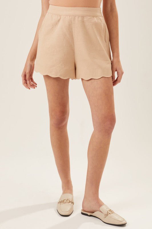 Kahki Scallop Short - Addie Rose Boutique - Austin