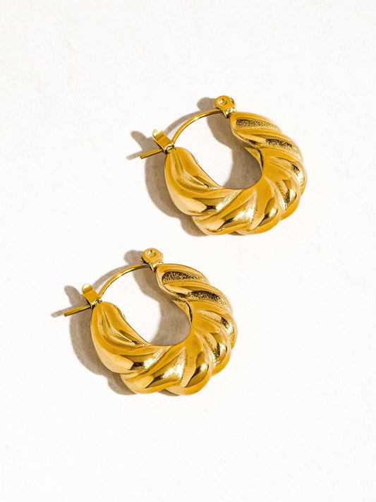 Kimberly 18K Gold Non - Tarnish Braided Hoop Earring - Addie Rose Boutique - Austin