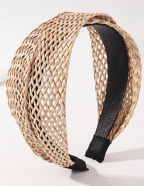 Koko and Lola - Maxi Sand Rattan Woven Twist Wide Headband - Addie Rose Boutique - Austin