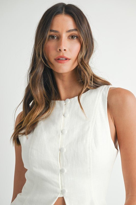 Lacey Linen Vest - Addie Rose Boutique - Austin