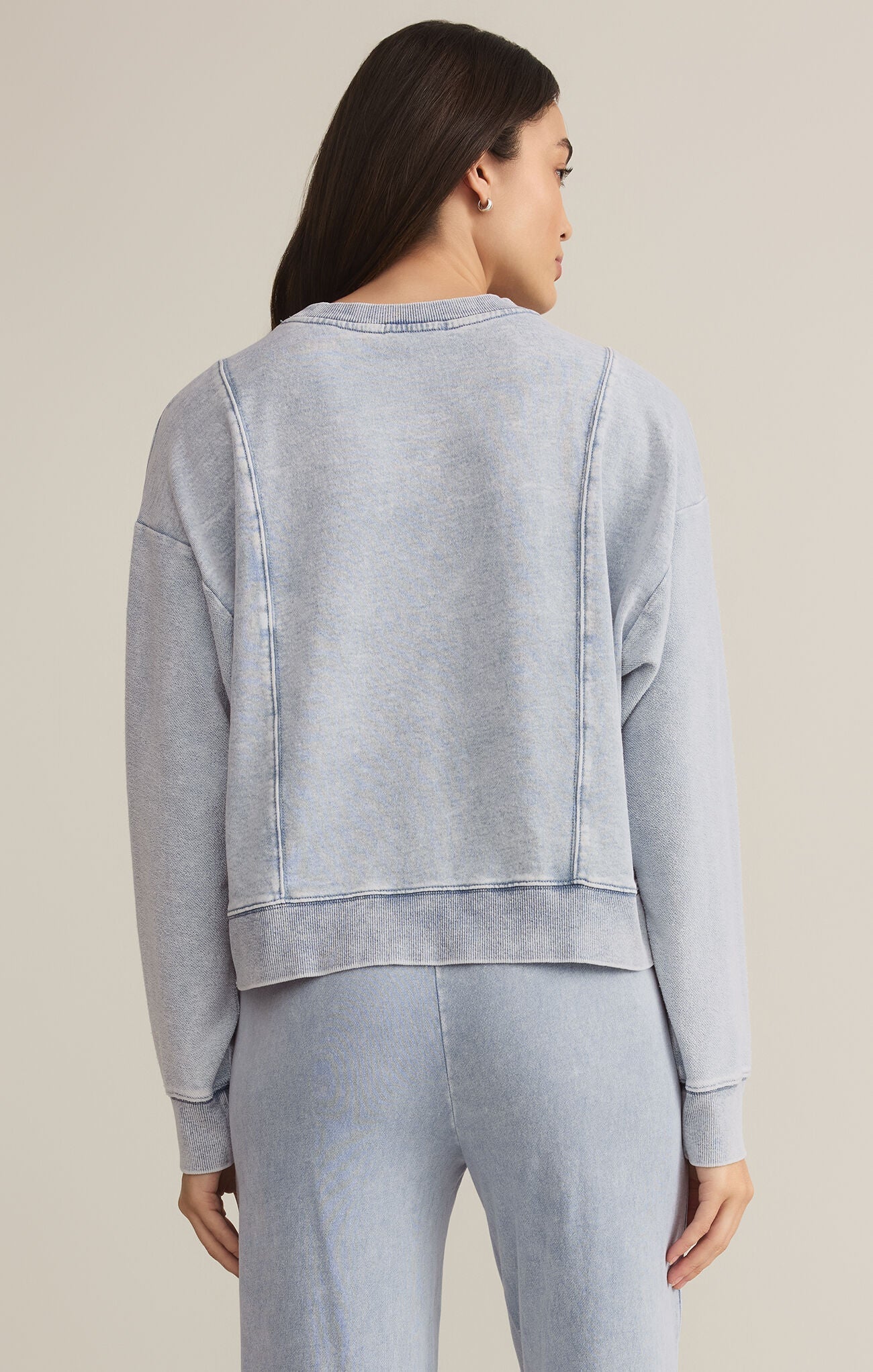 Lax Knit Denim Sweatshirt - Addie Rose Boutique - Austin