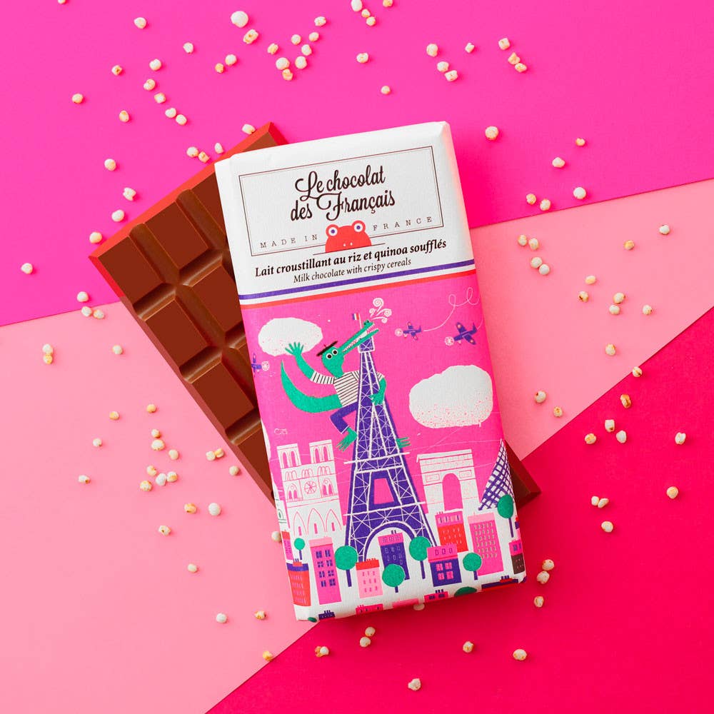 Le Chocolat des Francais - Milk Chocolate Bar W/ Cereals, Crocodile · 80g (2.82 oz) - Addie Rose Boutique - Austin