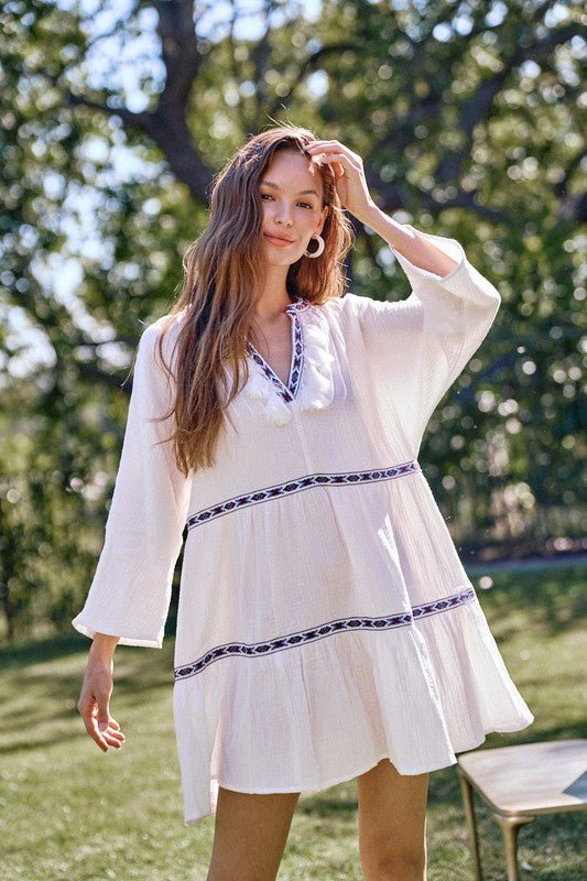 Loreli Embroidered Tunic - Addie Rose Boutique - Austin