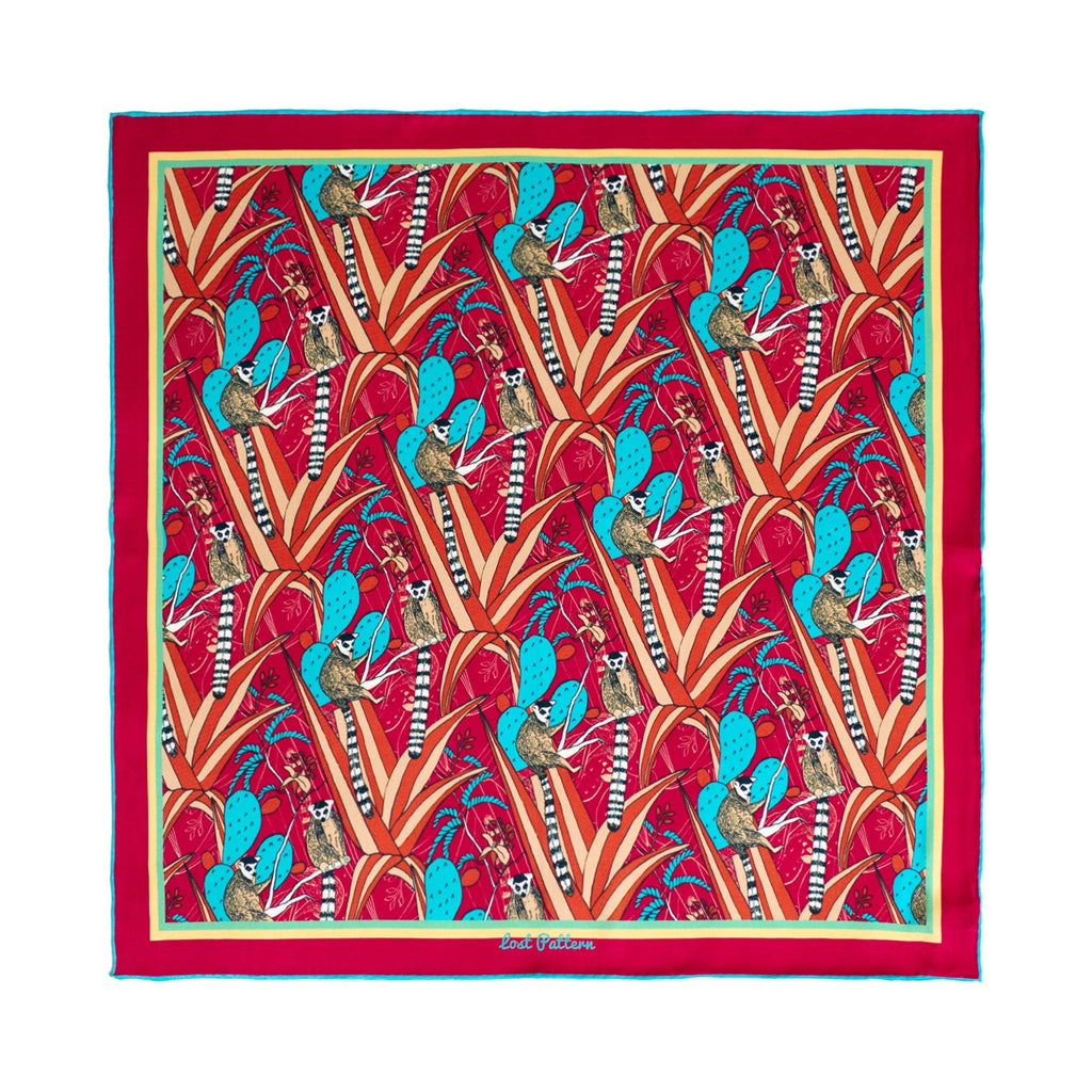 Lost Pattern NYC - "Madagascar" Silk Bandana - Red - Addie Rose Austin