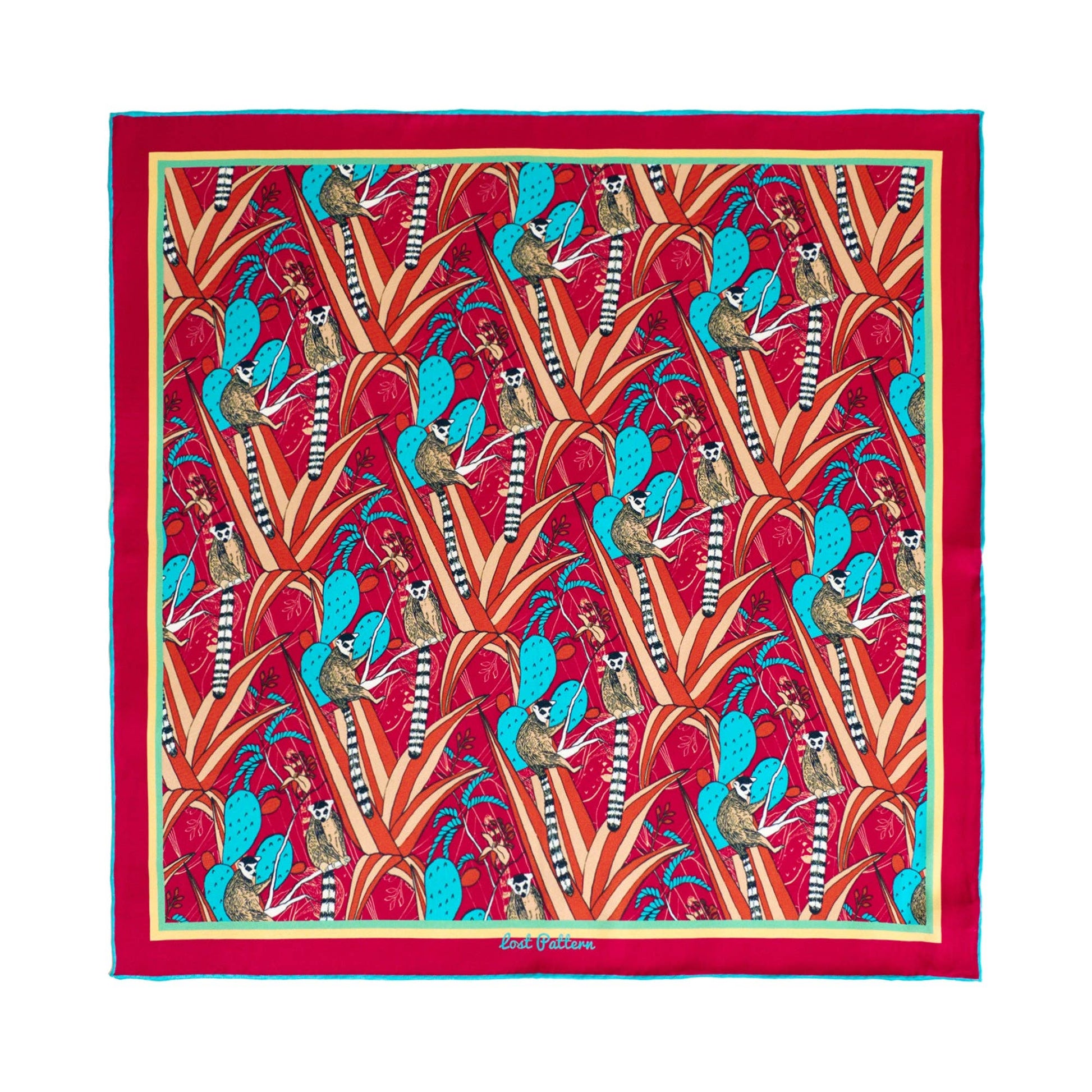 Lost Pattern NYC - "Madagascar" Silk Bandana - Red - Addie Rose Austin