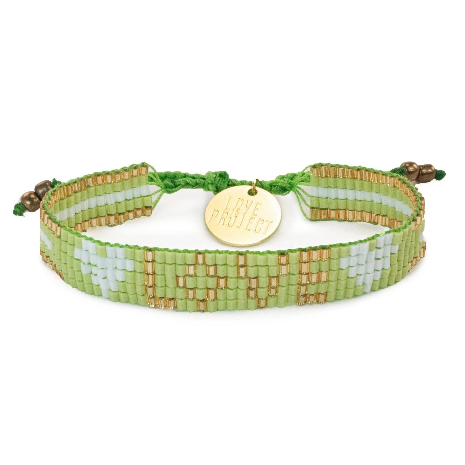 Love Is Project - Kids' Seed Bead LOVE with Hearts Bracelet - Lime - Addie Rose Boutique - Austin