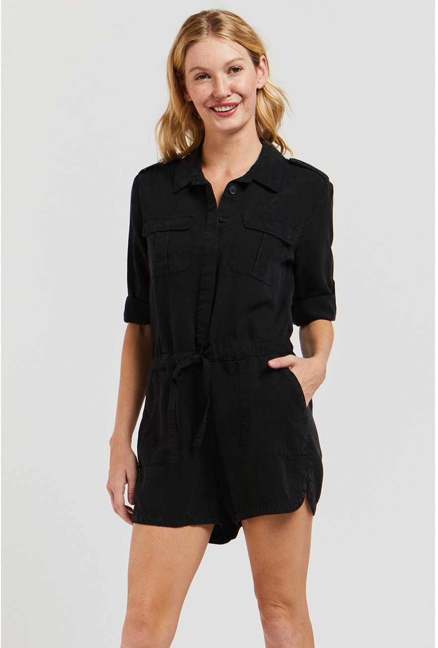 Luba Black Utility Romper - Addie Rose Boutique - Austin
