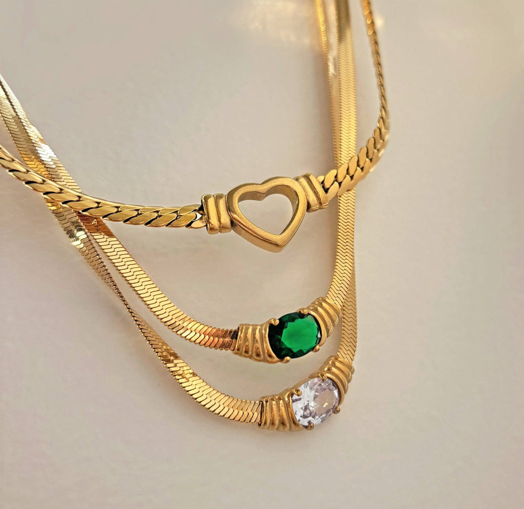 MAI DESIREE - VITTORIA HEART SNAKE CHAIN NECKLACE - Addie Rose Boutique - Austin