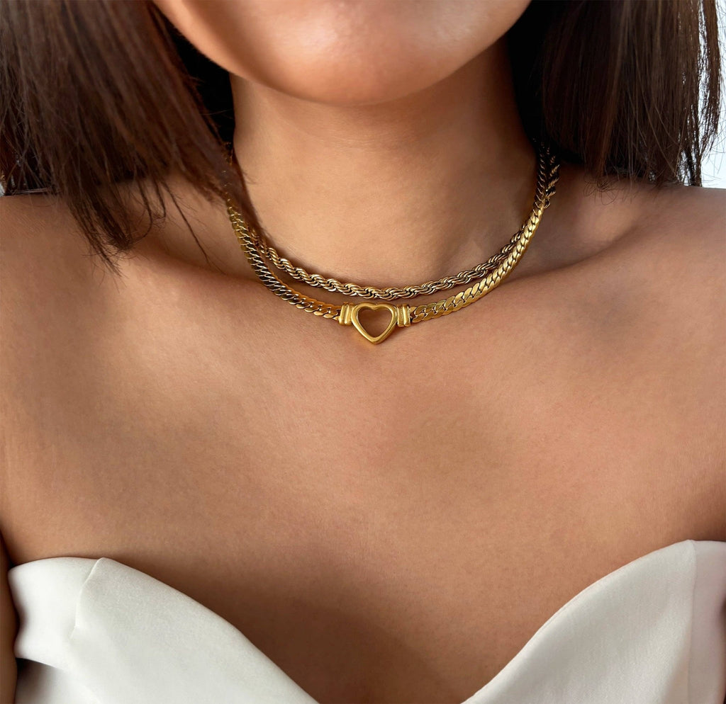 MAI DESIREE - VITTORIA HEART SNAKE CHAIN NECKLACE - Addie Rose Boutique - Austin