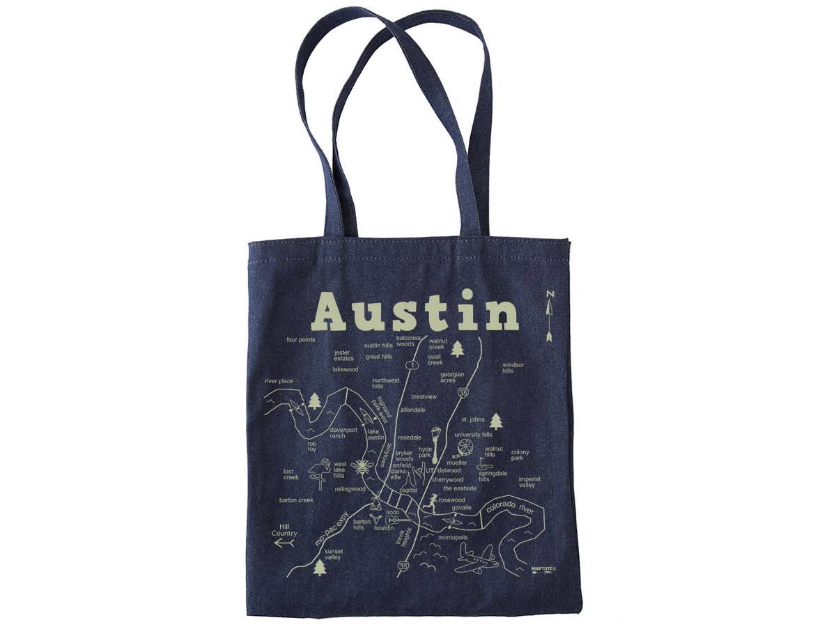 Maptote - Austin Denim Tote - Addie Rose Boutique - Austin