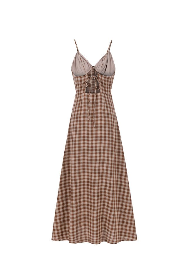 Marron Gingham Dress - Addie Rose Boutique - Austin