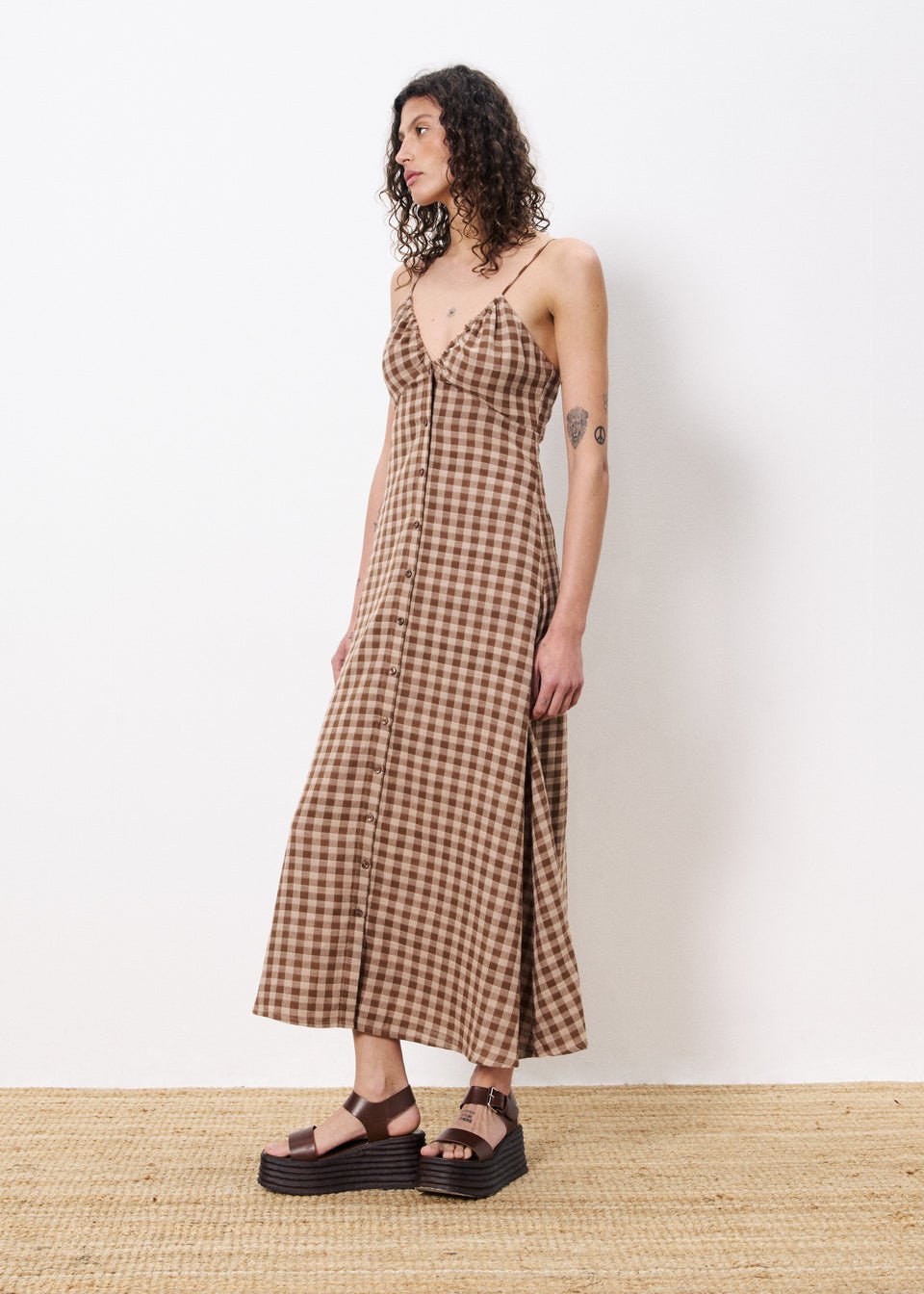 Marron Gingham Dress - Addie Rose Boutique - Austin