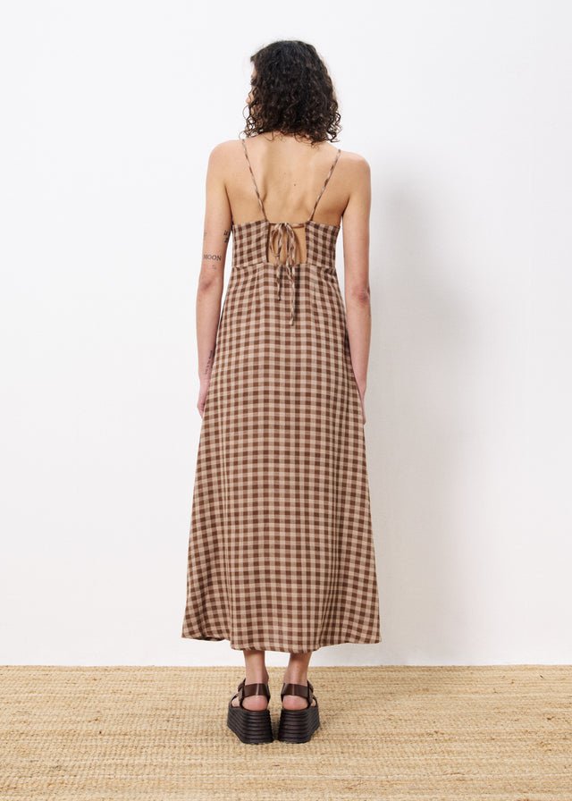 Marron Gingham Dress - Addie Rose Boutique - Austin