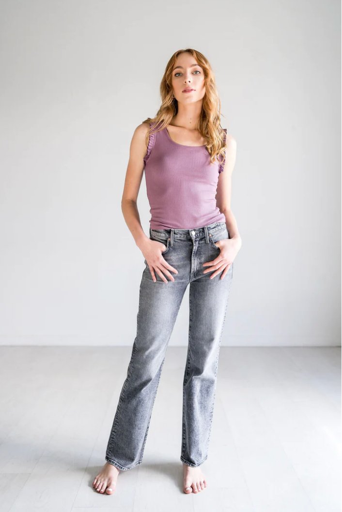 Mauve Ruffle Tank Top - Addie Rose Boutique - Austin