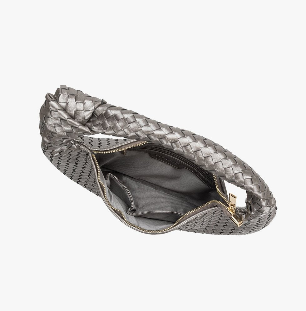 Melie Bianco - Brigitte Pewter Large Recycled Vegan Shoulder Bag - Addie Rose Boutique - Austin