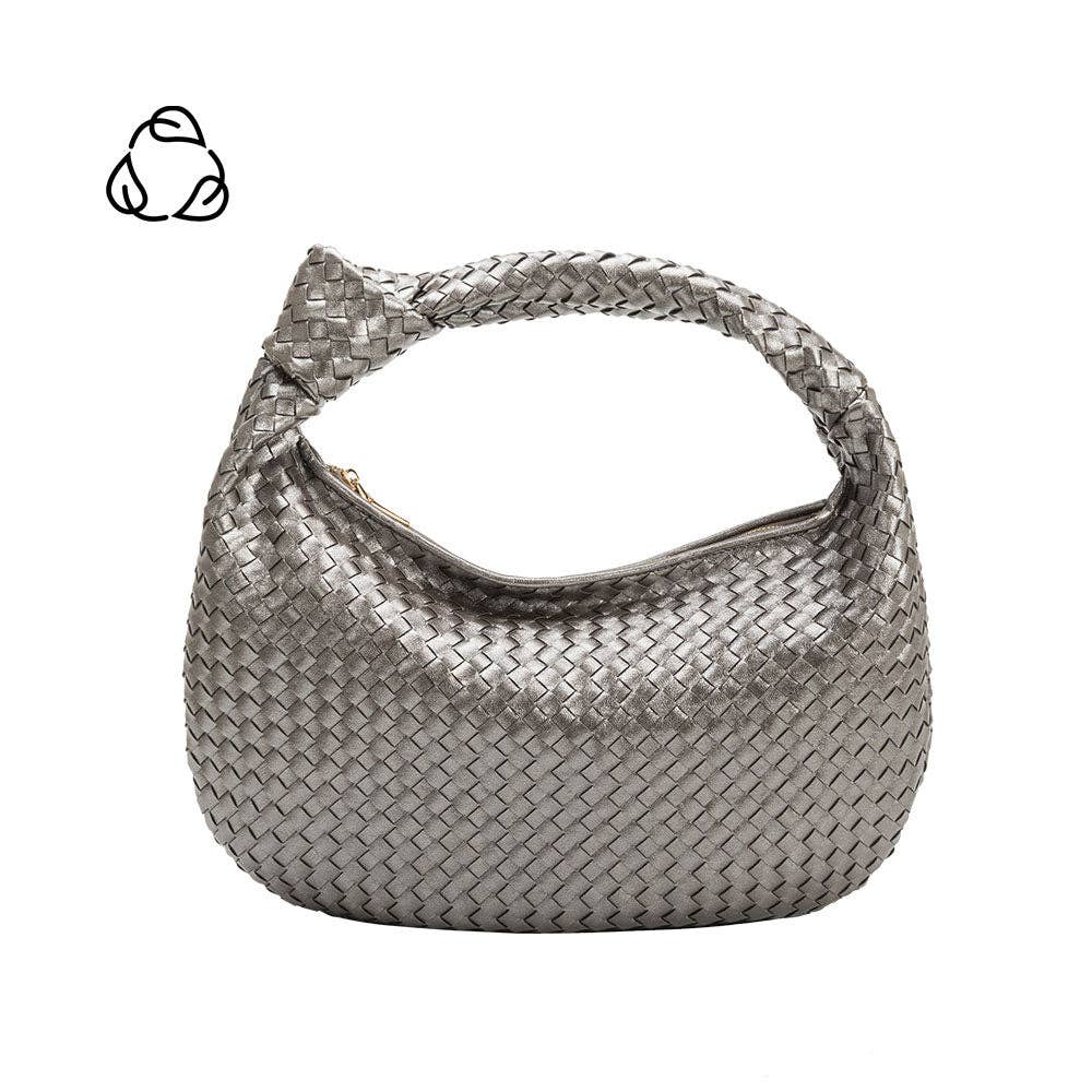 Melie Bianco - Brigitte Pewter Large Recycled Vegan Shoulder Bag - Addie Rose Boutique - Austin