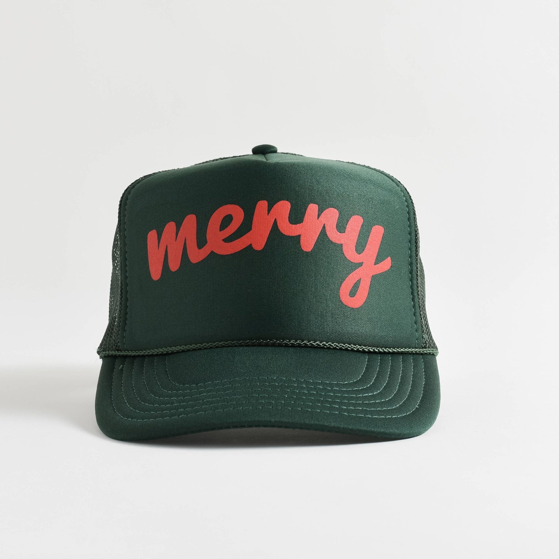 Merry Trucker Hat Green | Christmas Trucker Hat - Addie Rose Boutique - Austin