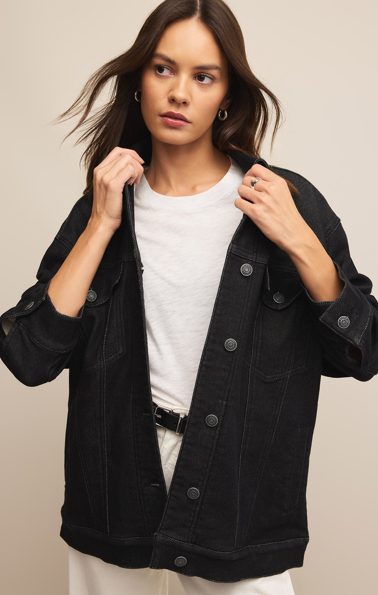 Miles Denim Jacket Black Sand - Addie Rose Boutique - Austin