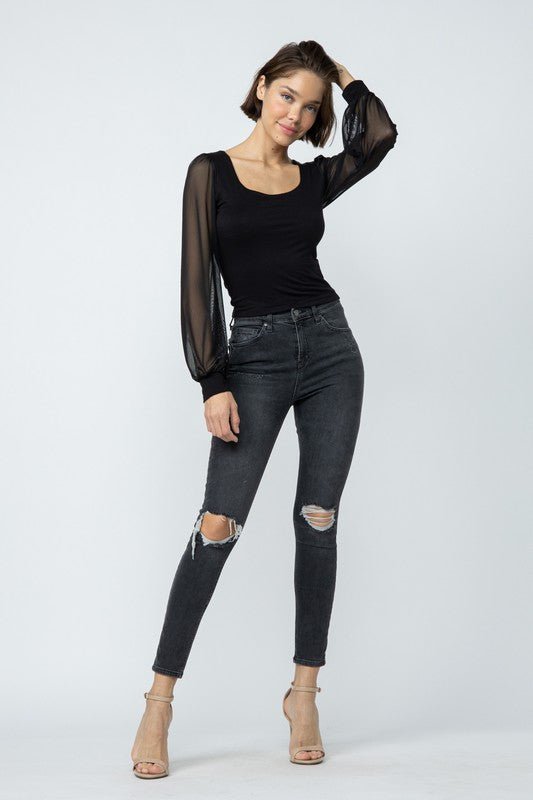 Mint Mesh Layered Top - Addie Rose Boutique - Austin