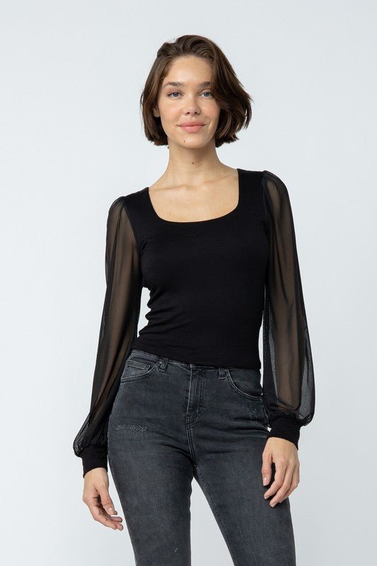 Mint Mesh Layered Top - Addie Rose Boutique - Austin