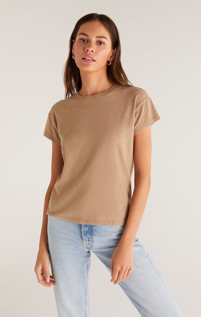 Modern Slub Tee in Driftwood - Addie Rose Boutique - Austin