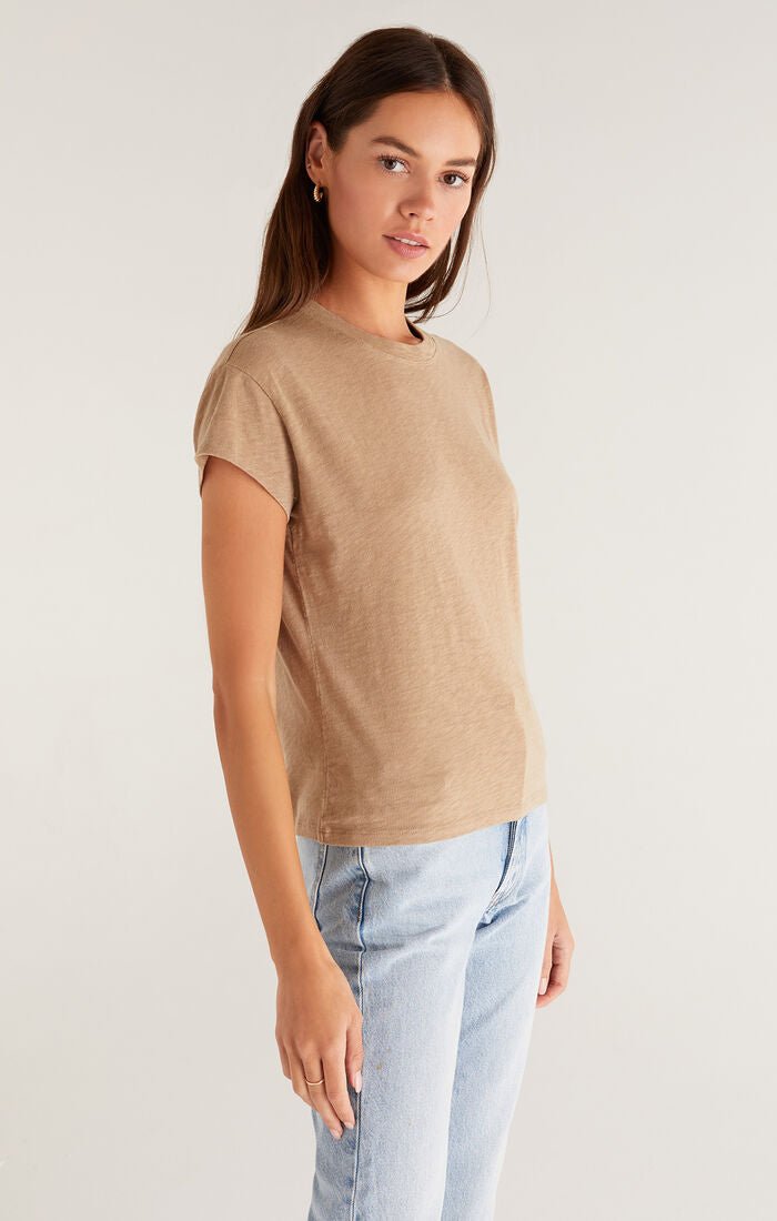 Modern Slub Tee in Driftwood - Addie Rose Boutique - Austin