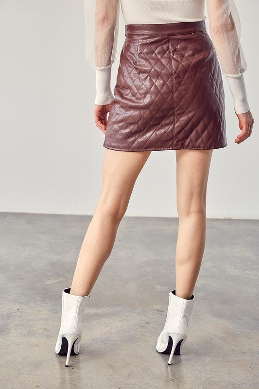 Mulberry Faux Leather Skirt - Addie Rose Boutique - Austin