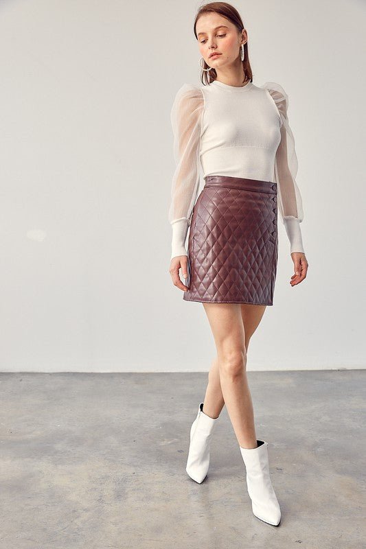 Mulberry Faux Leather Skirt - Addie Rose Boutique - Austin