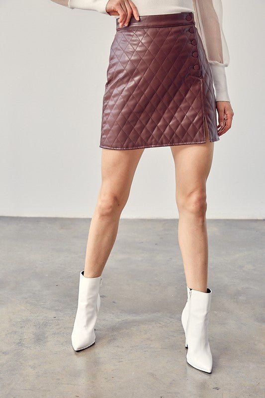 Mulberry Faux Leather Skirt - Addie Rose Boutique - Austin