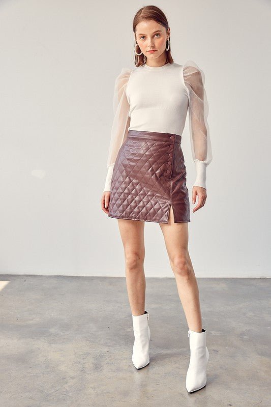 Mulberry Faux Leather Skirt - Addie Rose Boutique - Austin