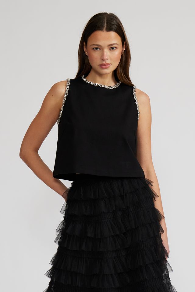 Meagan Crystal Trim Top