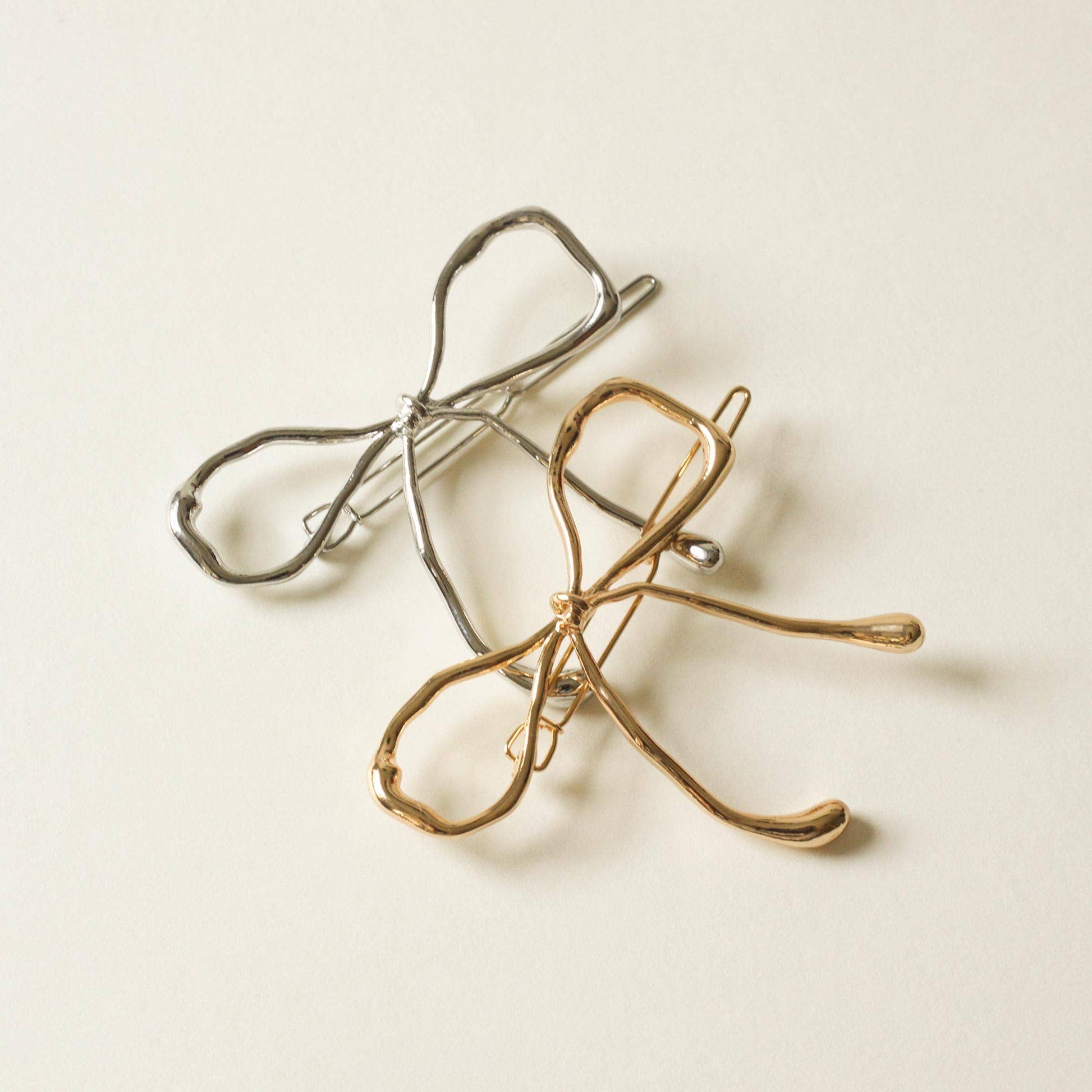 nar'sha - Metal Bow Barrette Hair Clip | Gold - Addie Rose Boutique - Austin