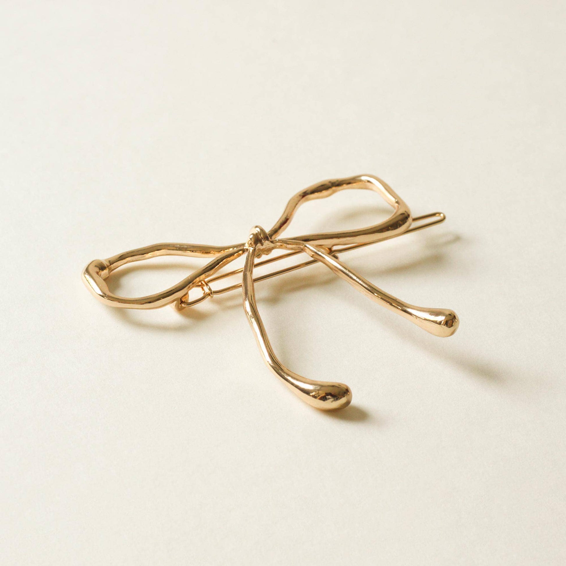 nar'sha - Metal Bow Barrette Hair Clip | Gold - Addie Rose Boutique - Austin