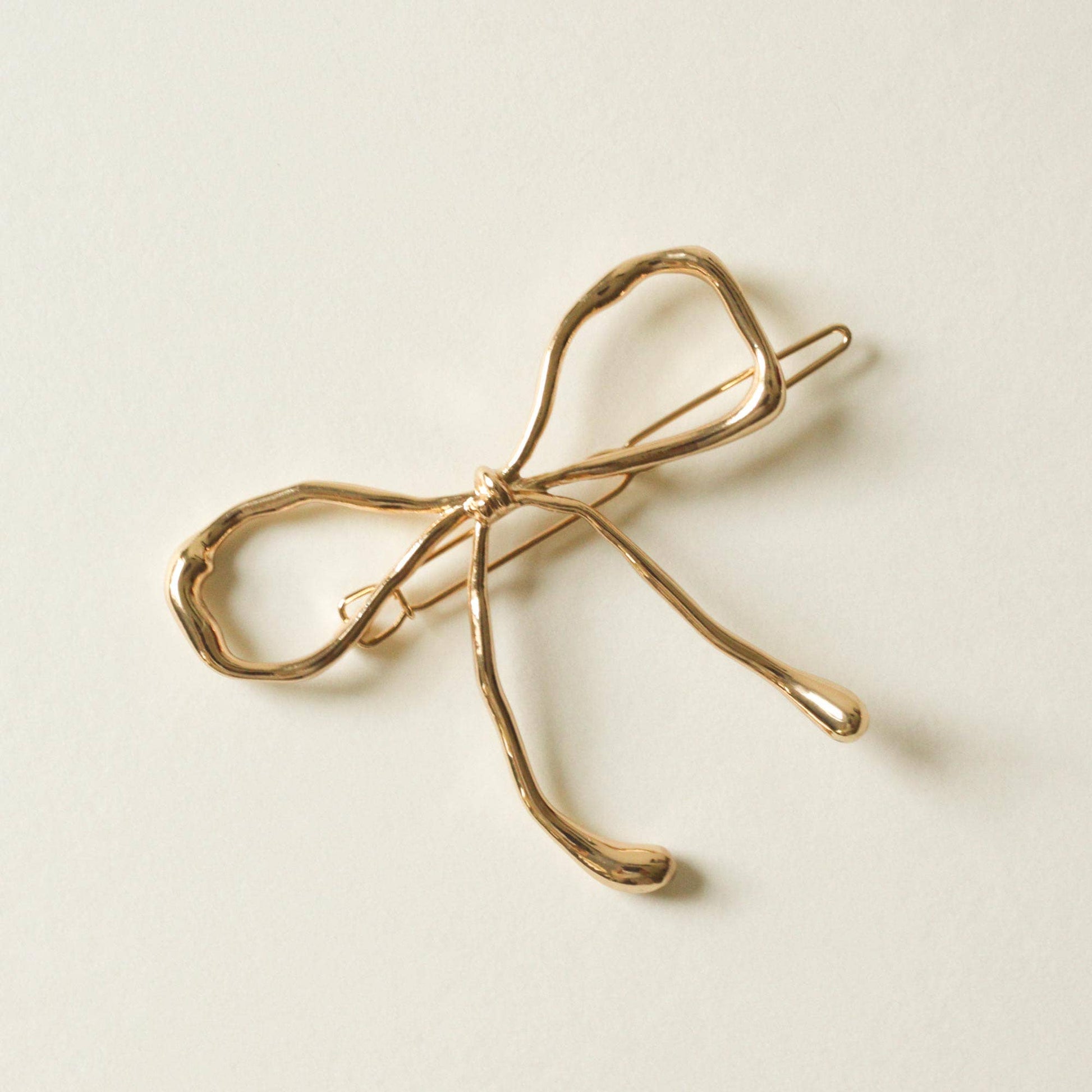 nar'sha - Metal Bow Barrette Hair Clip | Gold - Addie Rose Boutique - Austin