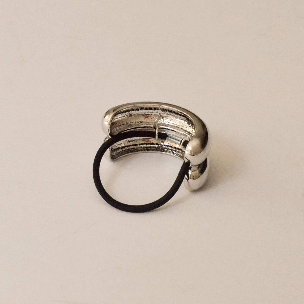 nar'sha - Wide Double Arch Metal Ponytail Hair Tie | Silver - Addie Rose Boutique - Austin