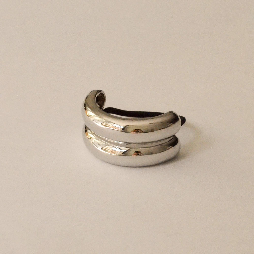nar'sha - Wide Double Arch Metal Ponytail Hair Tie | Silver - Addie Rose Boutique - Austin