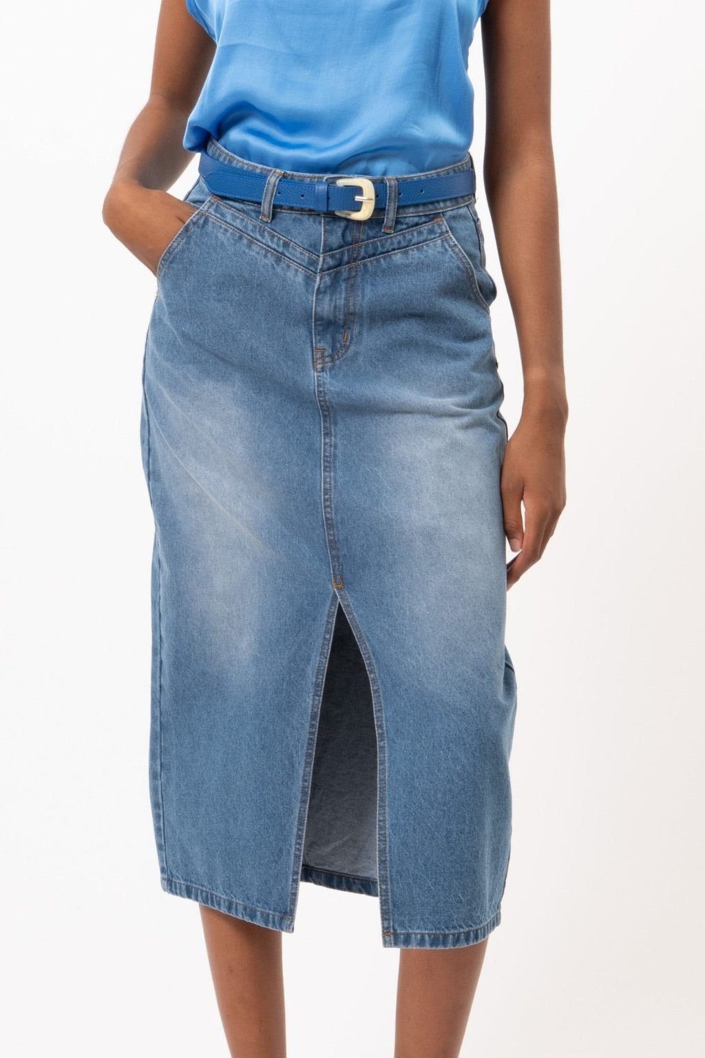 Nessa Jean Skirt - Addie Rose Boutique - Austin