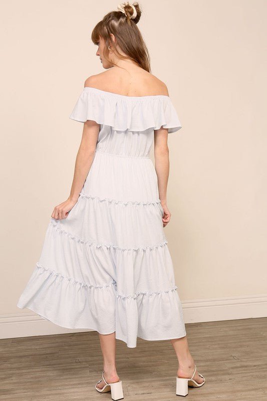 Off - Shoulder Tiered Dress - Addie Rose Boutique - Austin