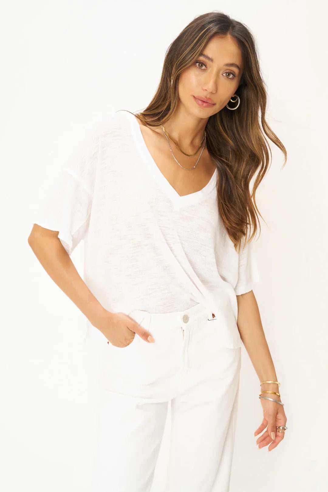 Oh Girl Raw V Neck - Addie Rose Boutique - Austin