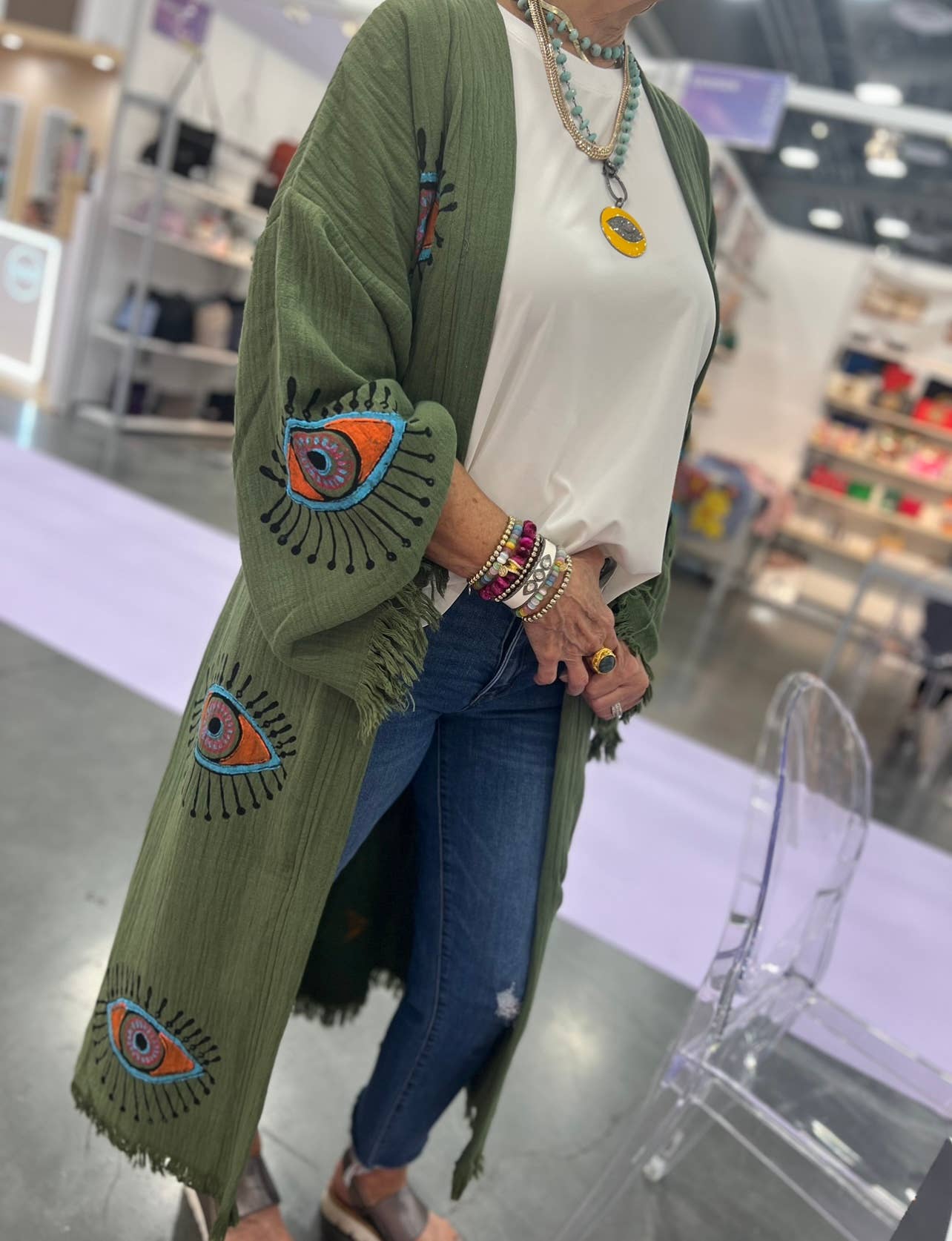 Olive Evil Eye Robe - Addie Rose Boutique - Austin