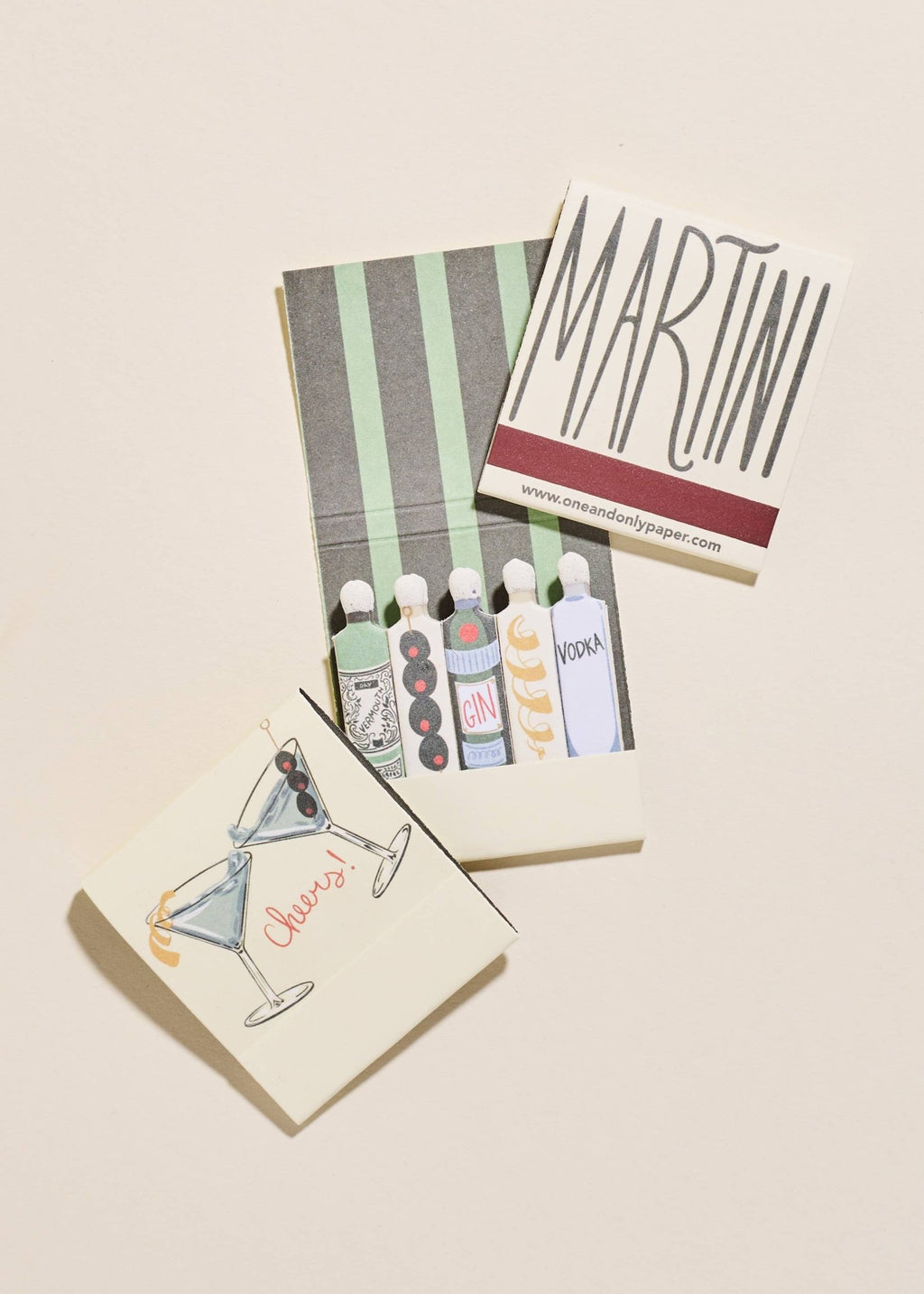 One & Only Paper - Martini Printed 10 Stem Matchbooks - Addie Rose Austin