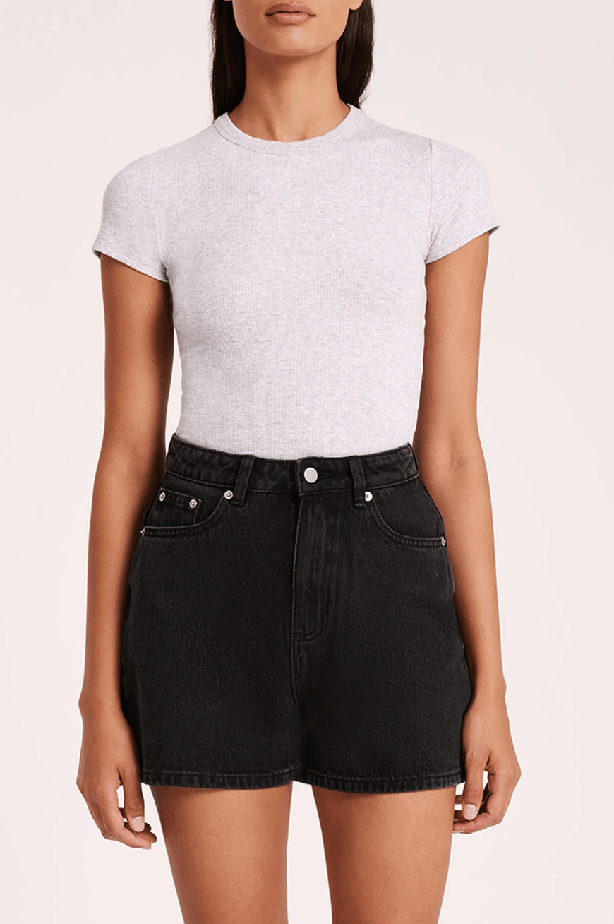 Organic Ribbed Top - Grey - Addie Rose Boutique - Austin