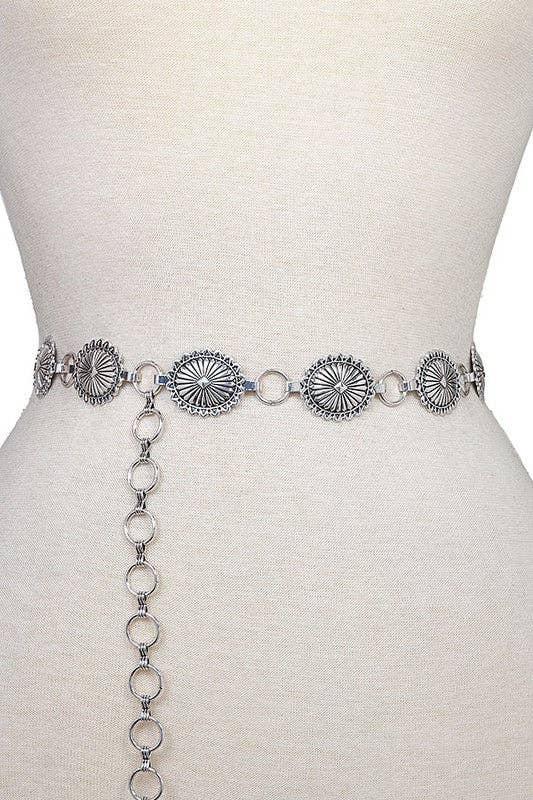 Oval Etched Larger Link Chain Belt: Small/Medium - Addie Rose Boutique - Austin