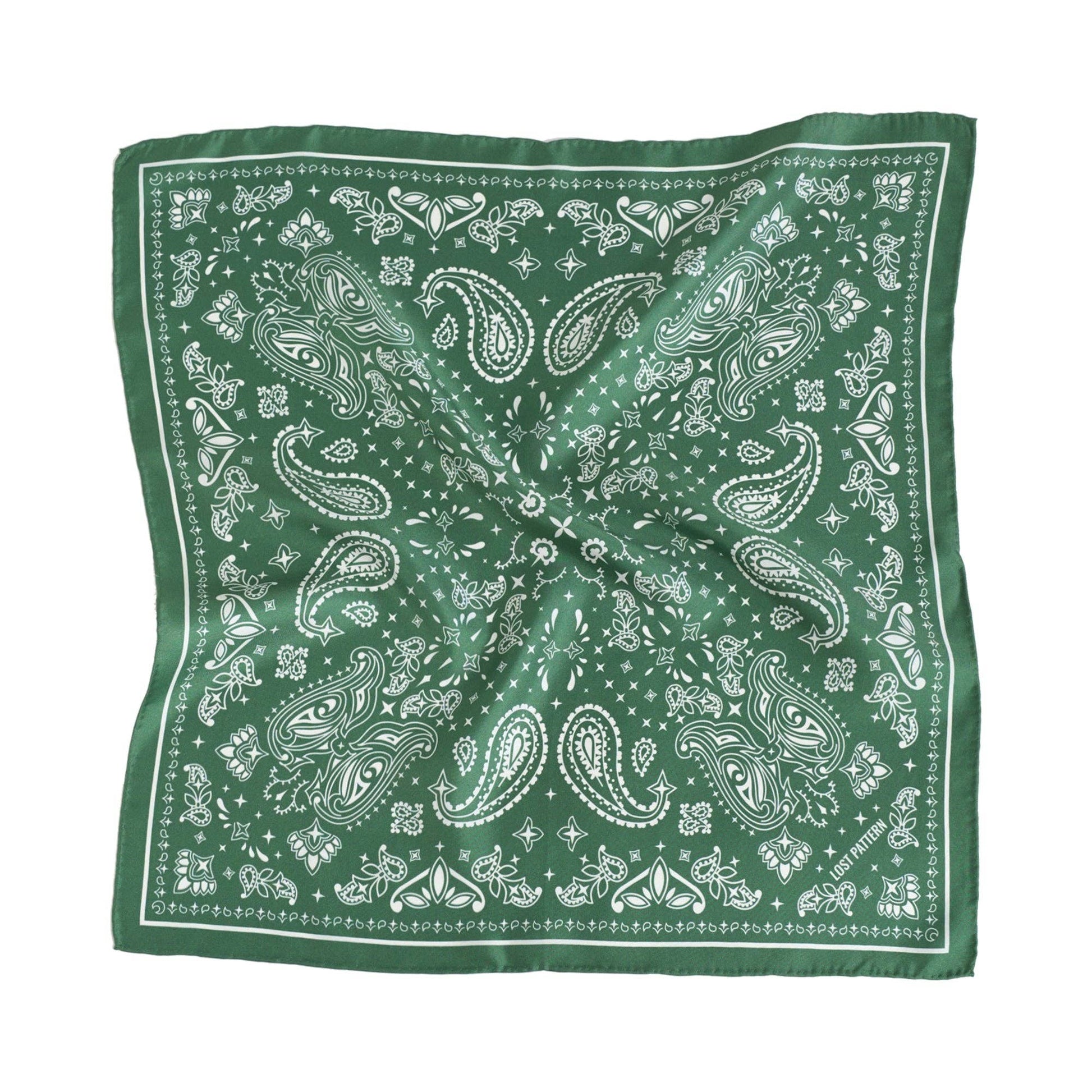 “Paisley" Silk Bandana Scarf - Sagebrush Green - Addie Rose Austin